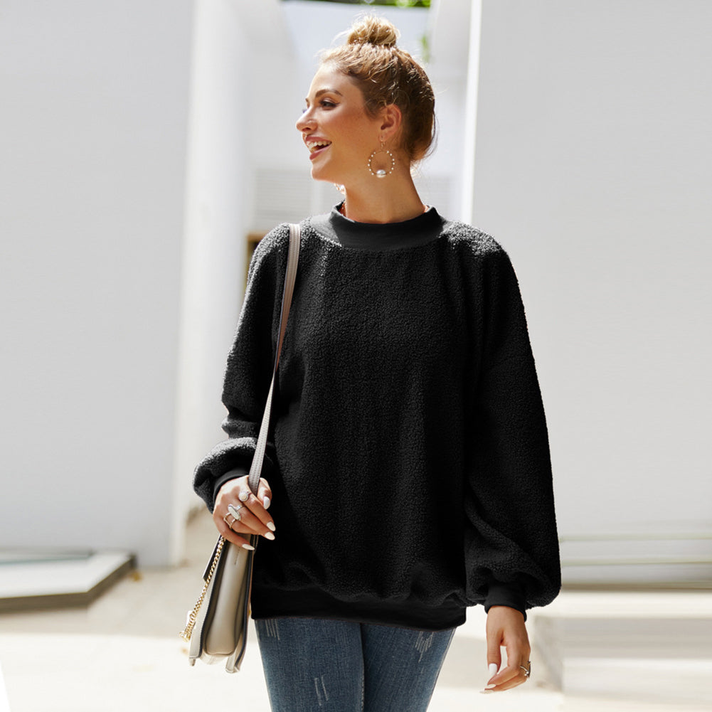 Women Black Long Sleeves Sweatshirt