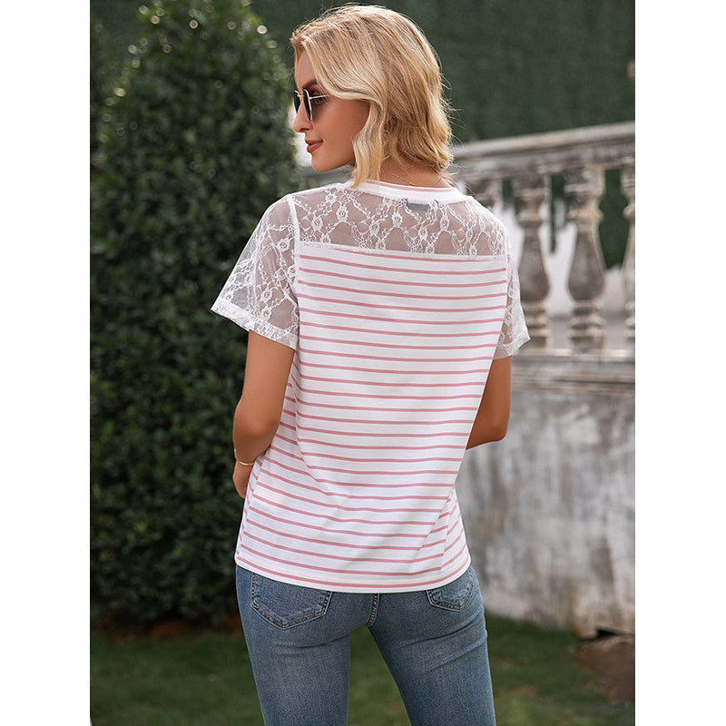 Pink Horizontal Striped Top