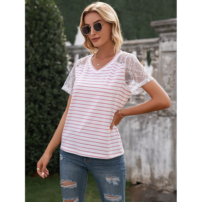 Pink Horizontal Striped Top