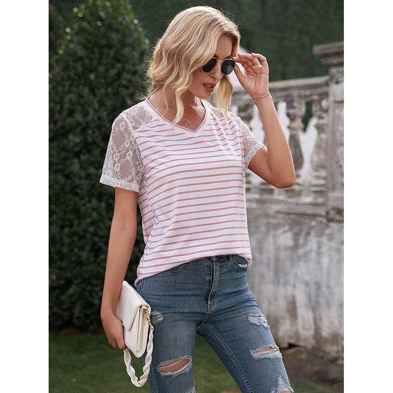 Pink Horizontal Striped Top