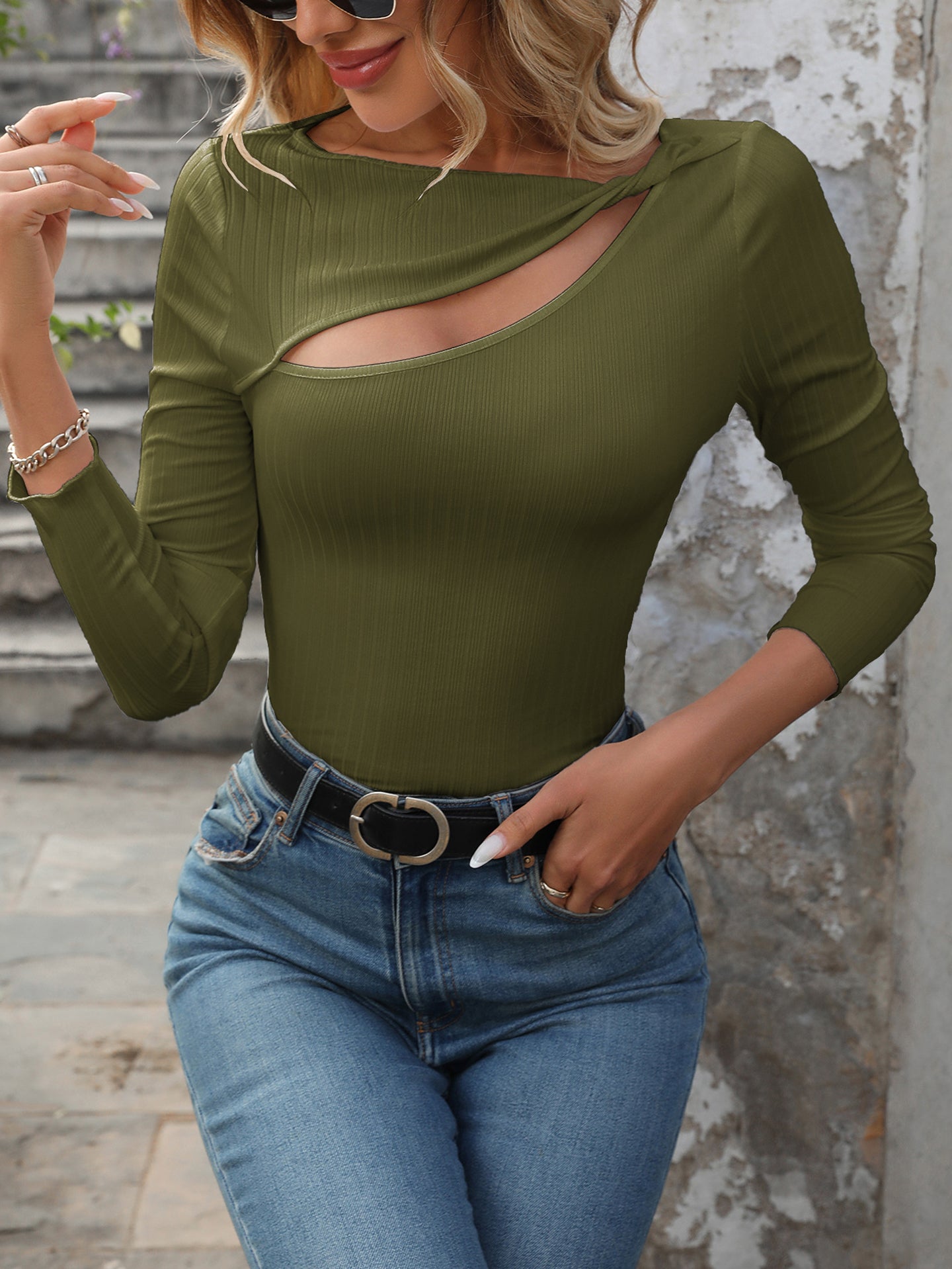 Women Boat Neck Fitted Top