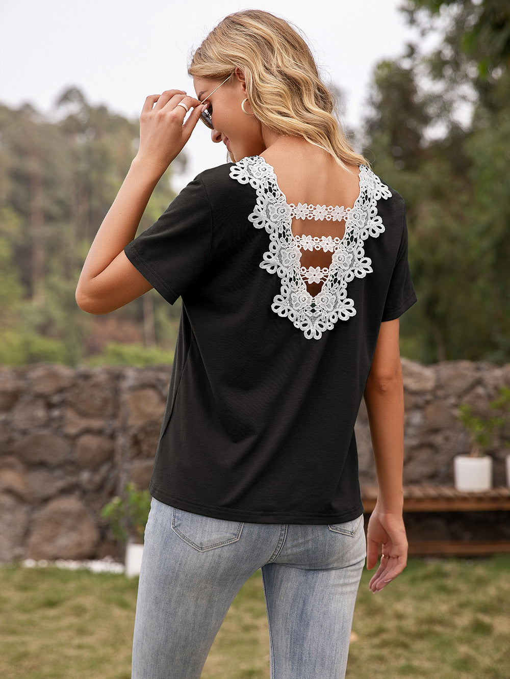 Black Round Neck Top