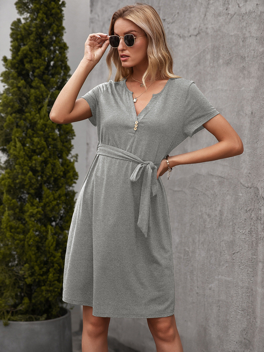 Grey A-Line Dress