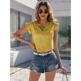 StyleCast Yellow V-Neck Flutter Sleeve Top
