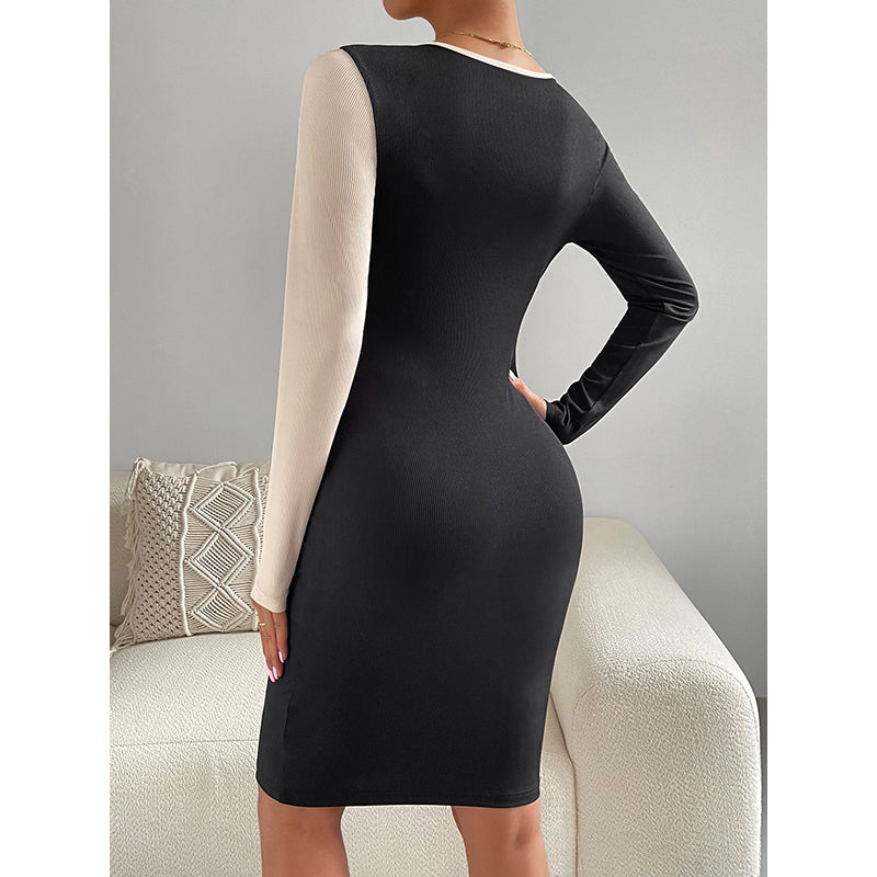 Black & White Colourblocked Wrap Dress