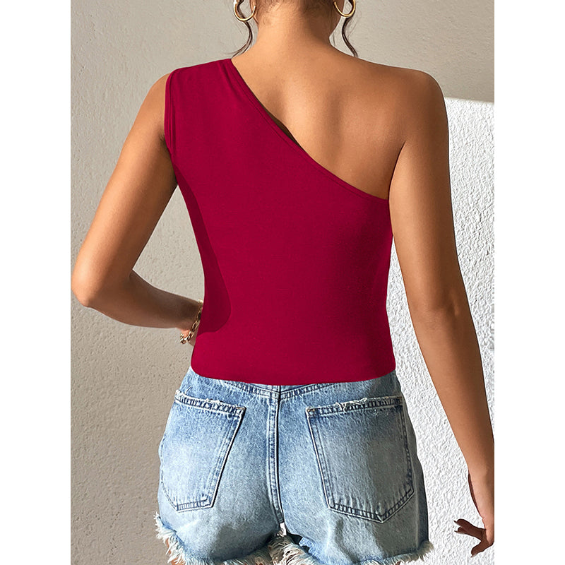 Maroon One Shoulder Twisted Crop Top