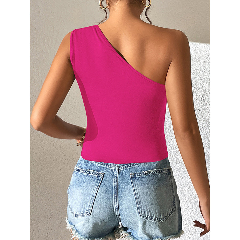 Fuchsia One Shoulder Tie-Up Detailed Crop Top