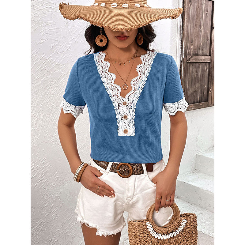 V-Neck Lace Top