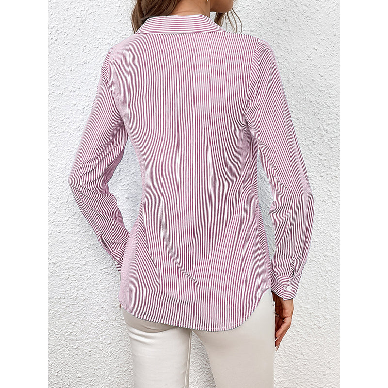 Pink Striped Tie Up Detail Shirt Style Top
