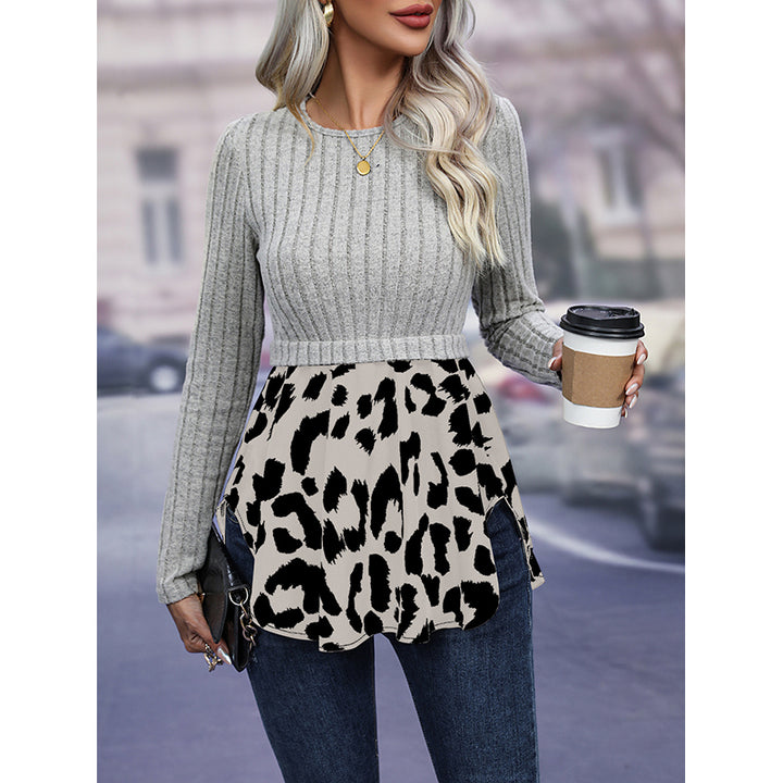 Grey Round Neck Ribbed Pullover