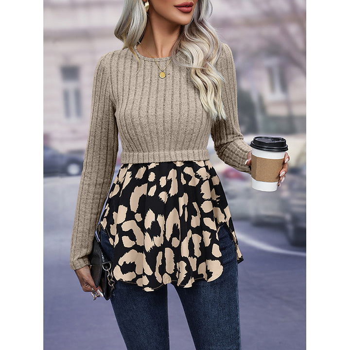 Khaki Ribbed Long Sleeves Pullover
