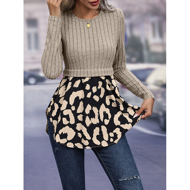 Khaki Ribbed Long Sleeves Pullover