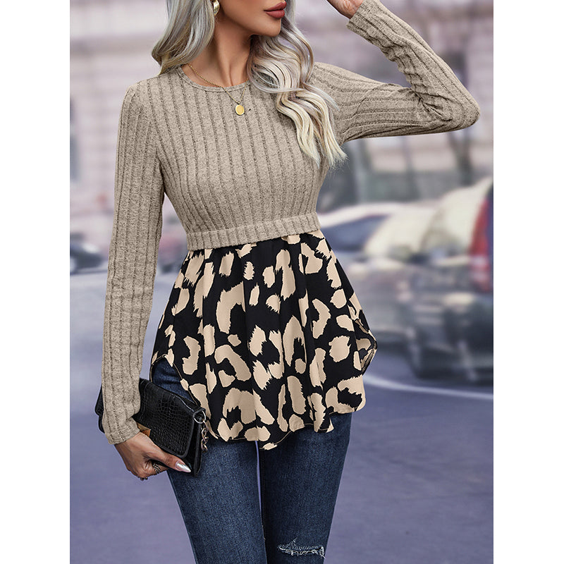 Khaki Ribbed Long Sleeves Pullover