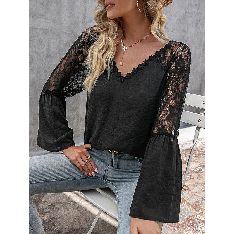V-Neck Bell Sleeves Top