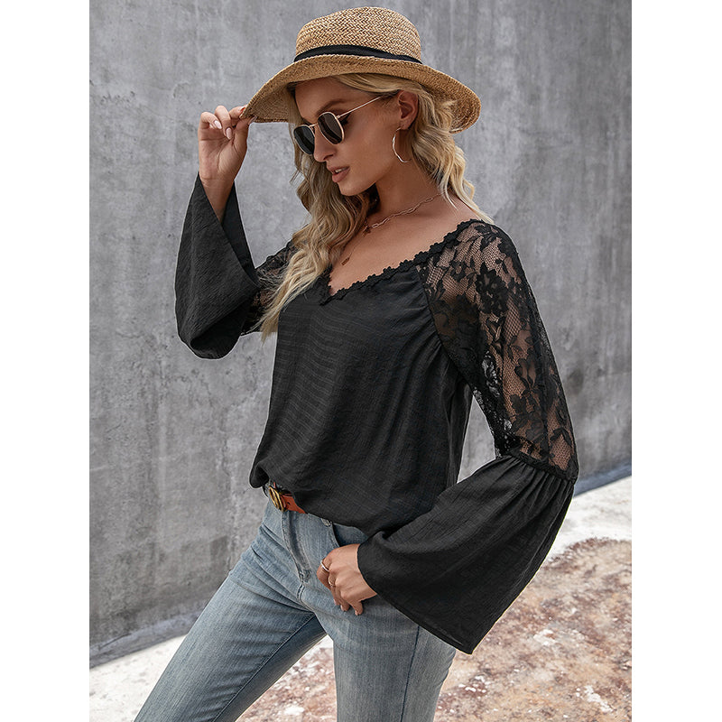 V-Neck Bell Sleeves Top