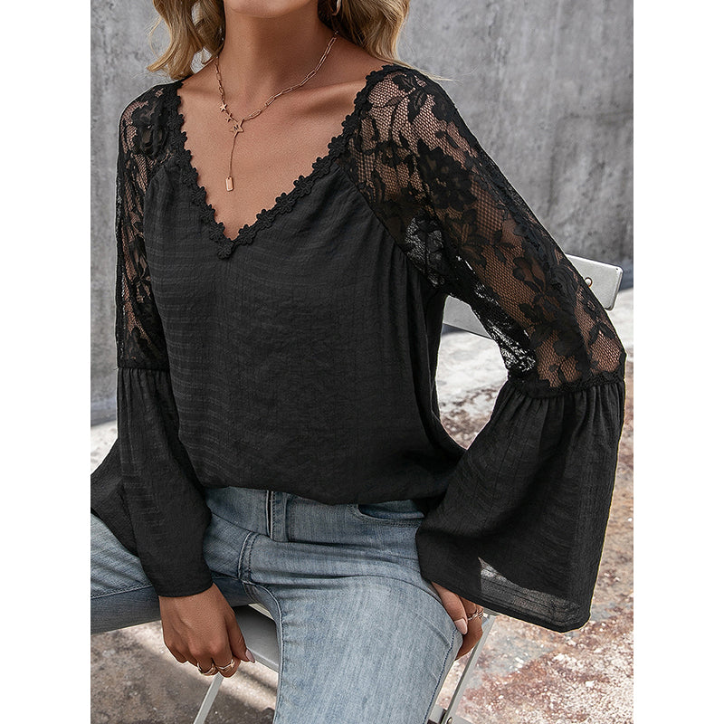 V-Neck Bell Sleeves Top