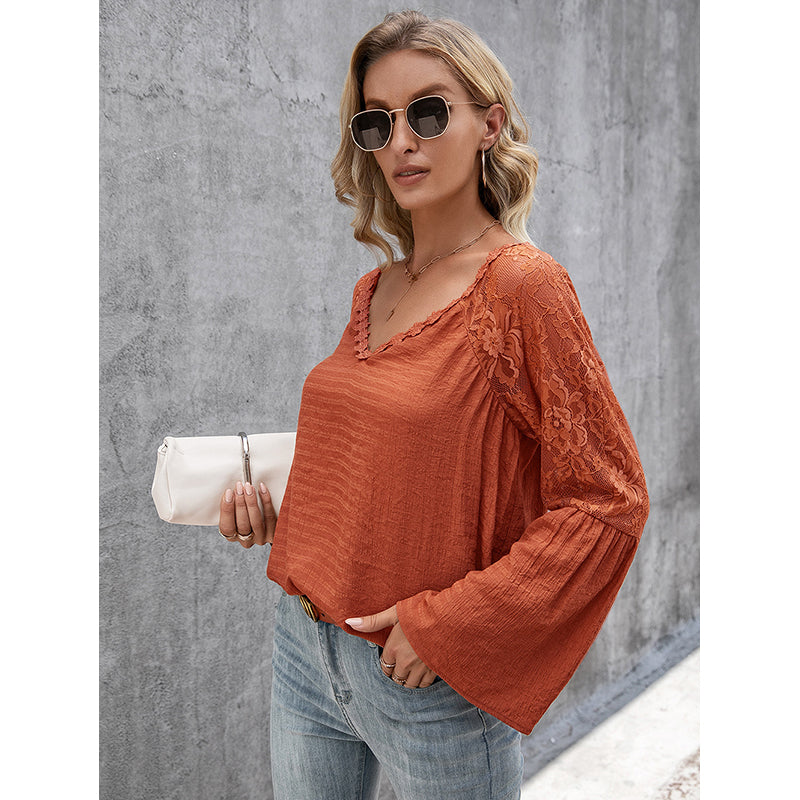 Self Design V-Neck Top