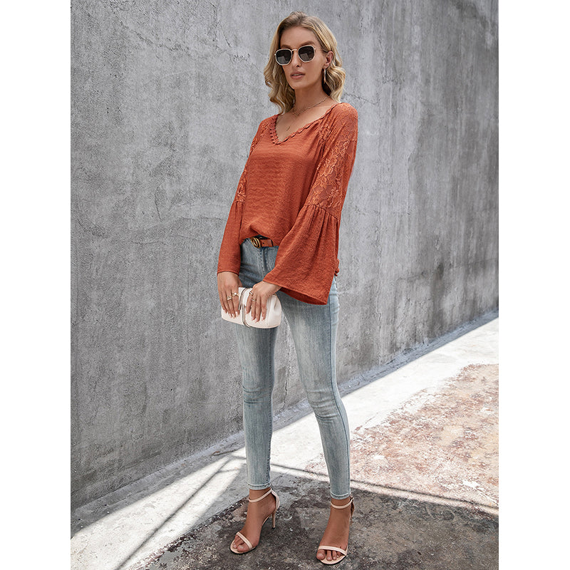 Self Design V-Neck Top