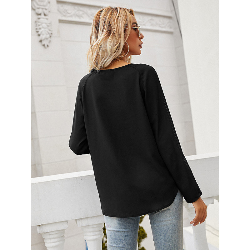 Black V-Neck Puff Sleeve Top