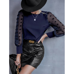 Blue Cuffed Sleeves Top