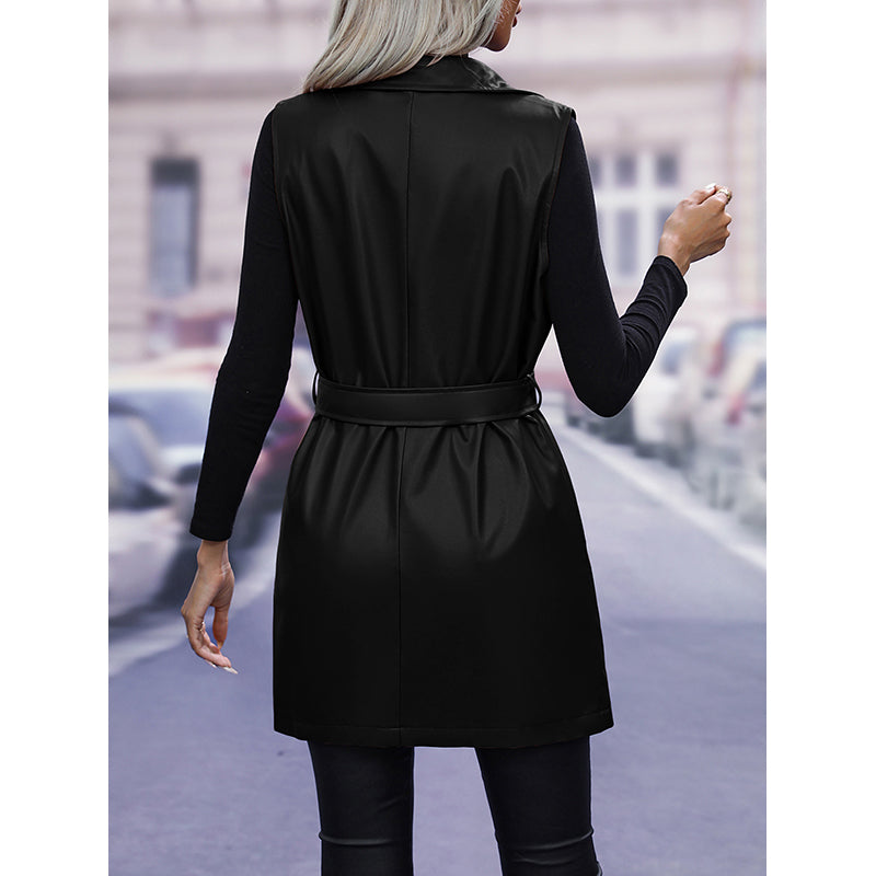 Black Longline Sleeveless Parka Jacket