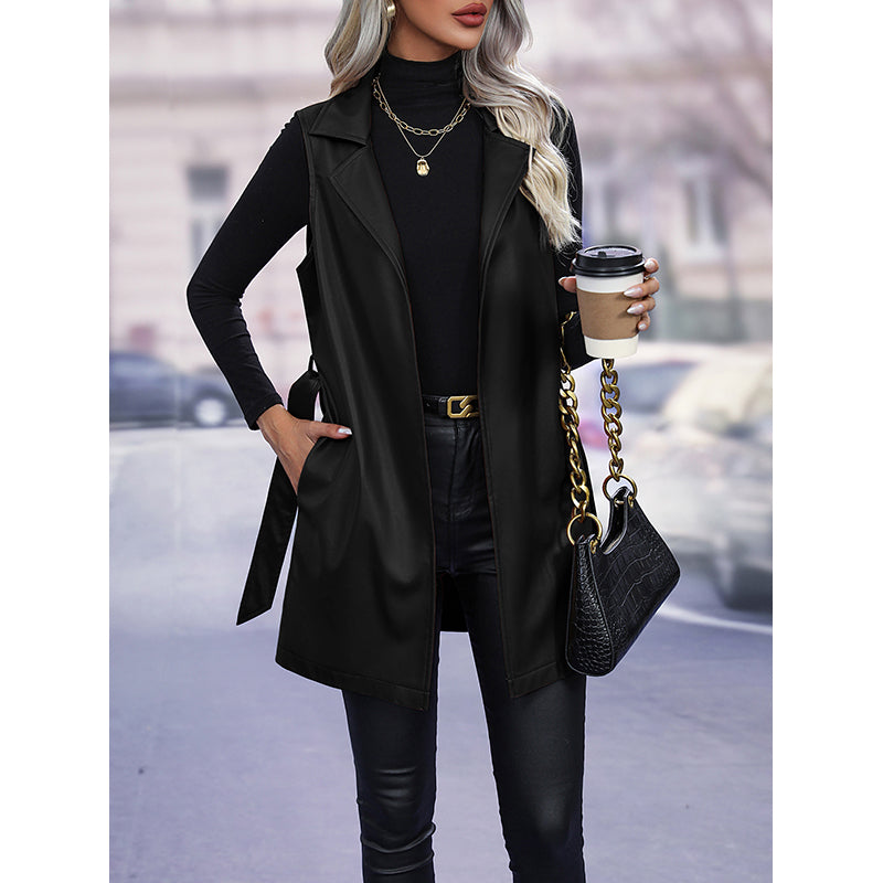 Black Longline Sleeveless Parka Jacket