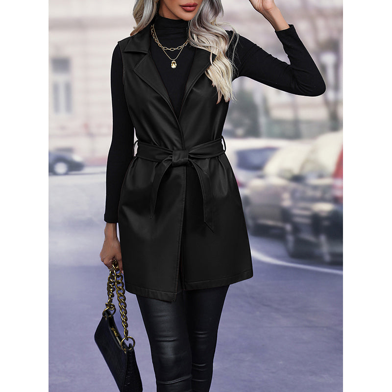 Black Longline Sleeveless Parka Jacket