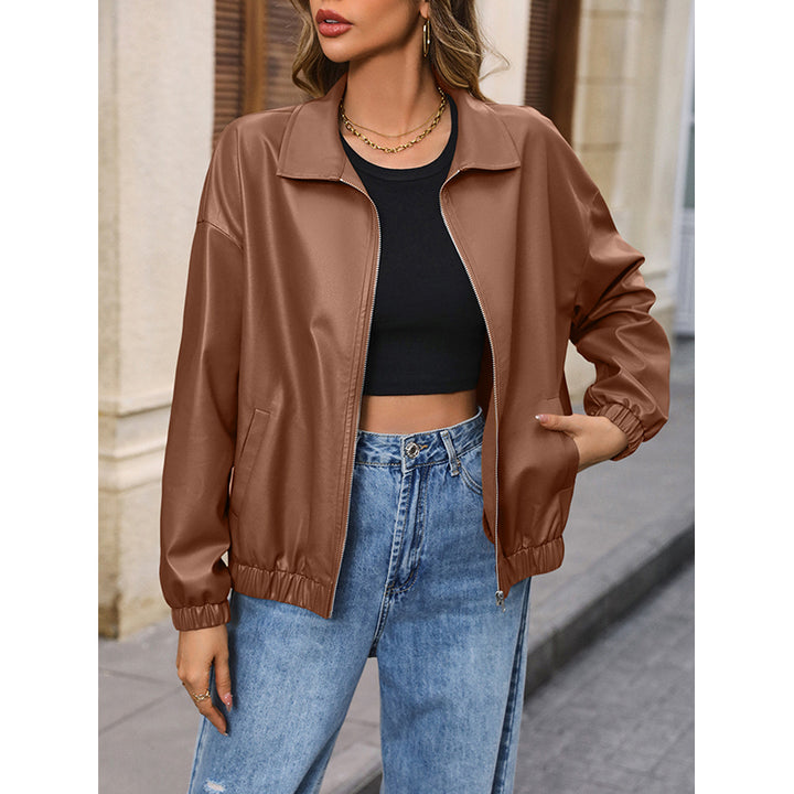 Brown Solid Windcheater Tailored Jacket with Lapel Collar