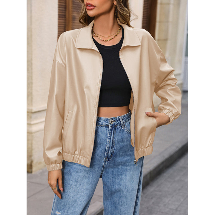 Beige Solid Windcheater Jacket