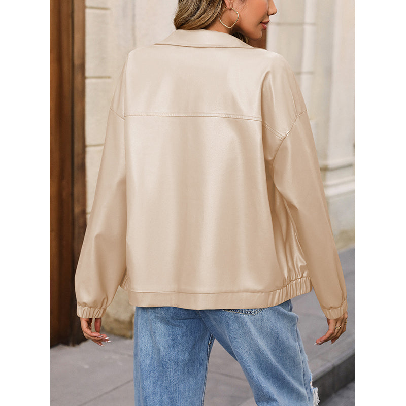 Beige Solid Windcheater Jacket