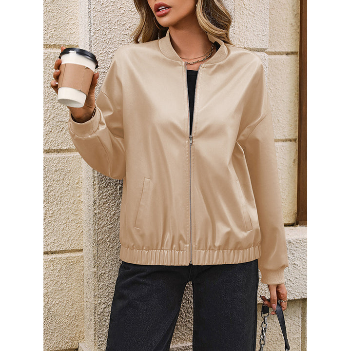 Beige Windcheater Bomber Jacket