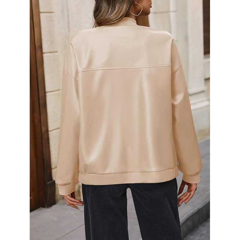 Beige Windcheater Bomber Jacket