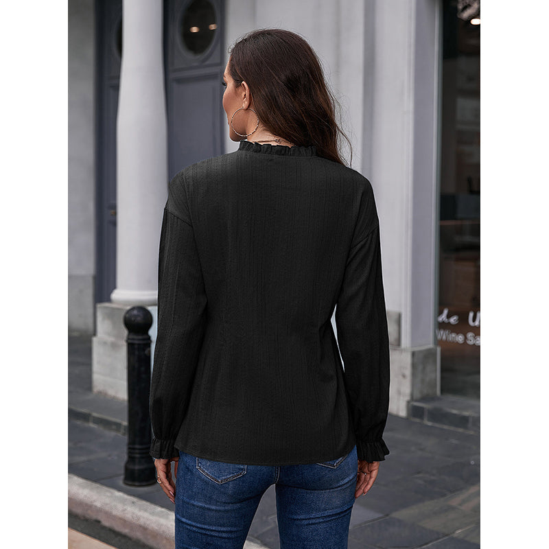 Black Collarless Casual Shirt