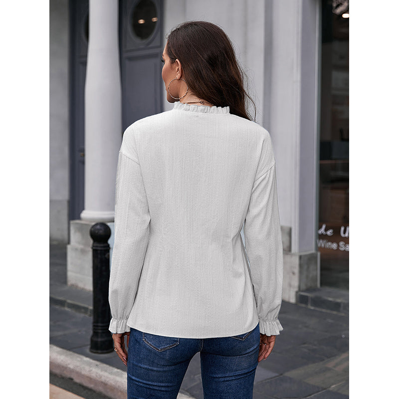 White Collarless Cotton Casual Shirt