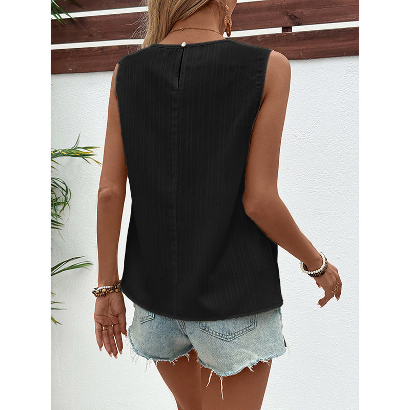 Black Pleated Sleeveless Top