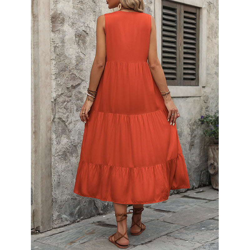 Tiered A-Line Midi Dress