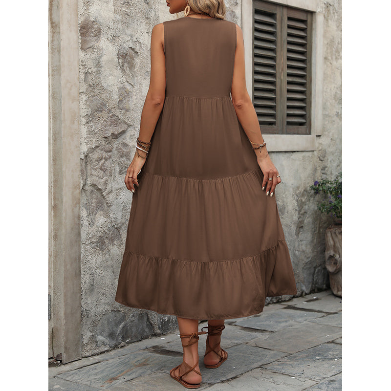 Tiered Fit and Flare Midi Dress