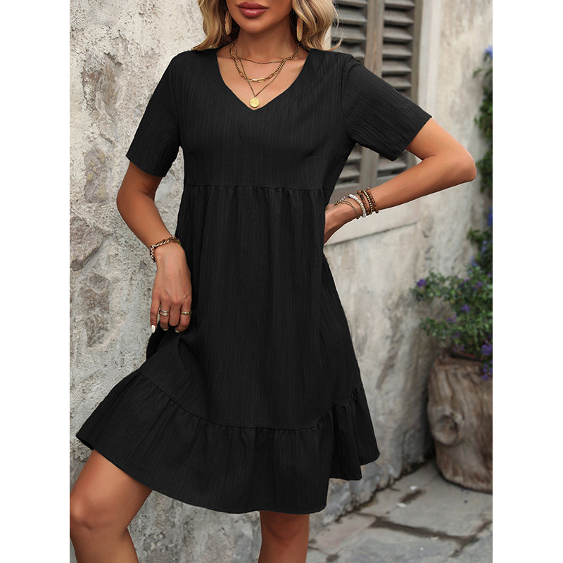 Black Layered A-Line Dress