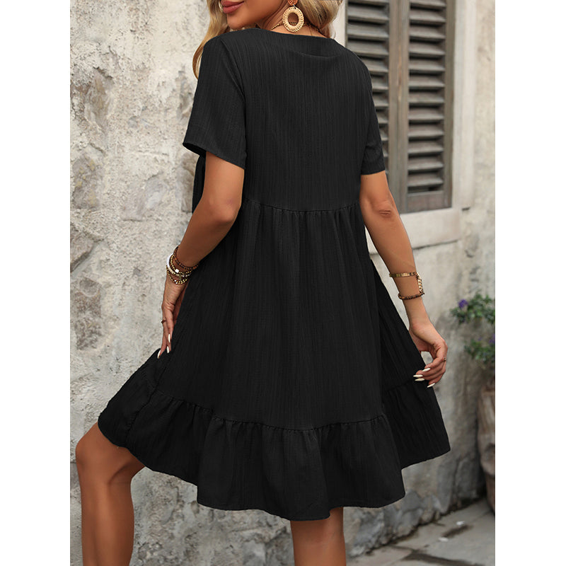 Black Layered A-Line Dress