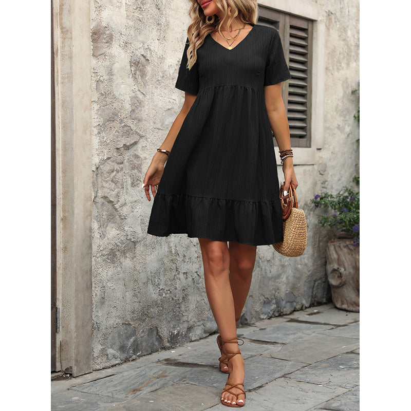Black Layered A-Line Dress