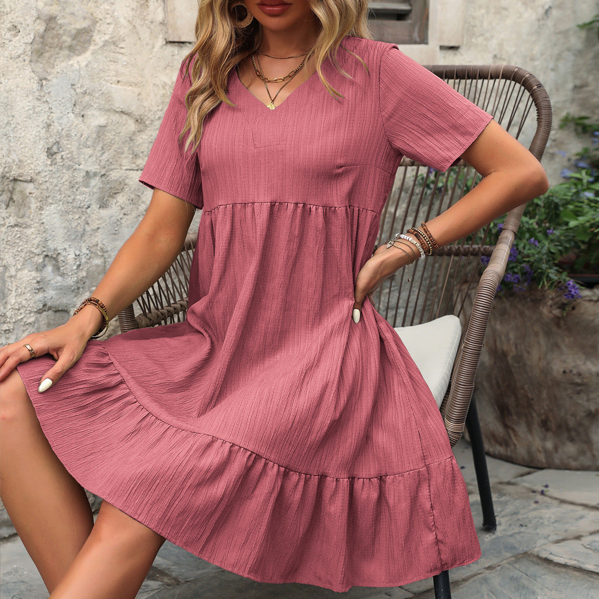 V-Neck A-Line Dress