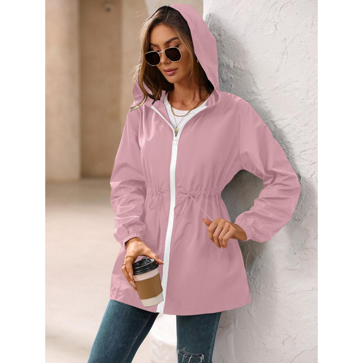 Pink Hooded Long Sleeves Shrug
