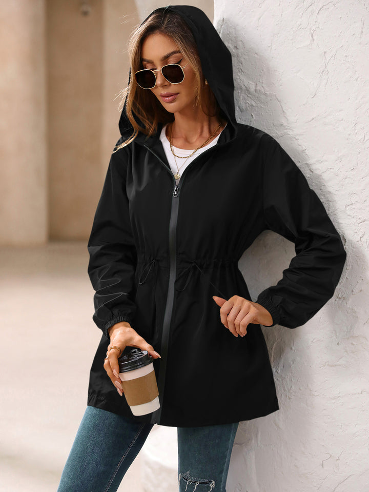 Black Hooded Open Front Shrug