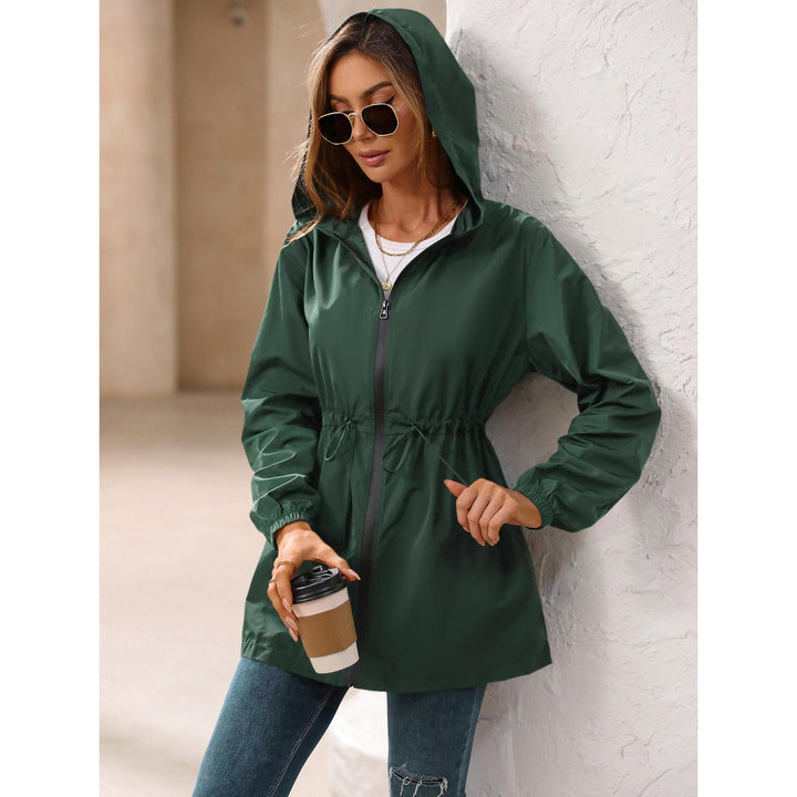 Green Hooded Long Sleeves Shrug