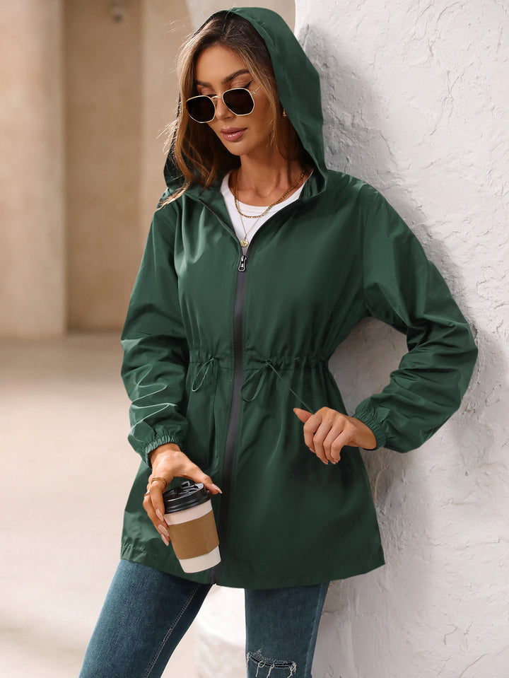 Green Hooded Long Sleeves Shrug