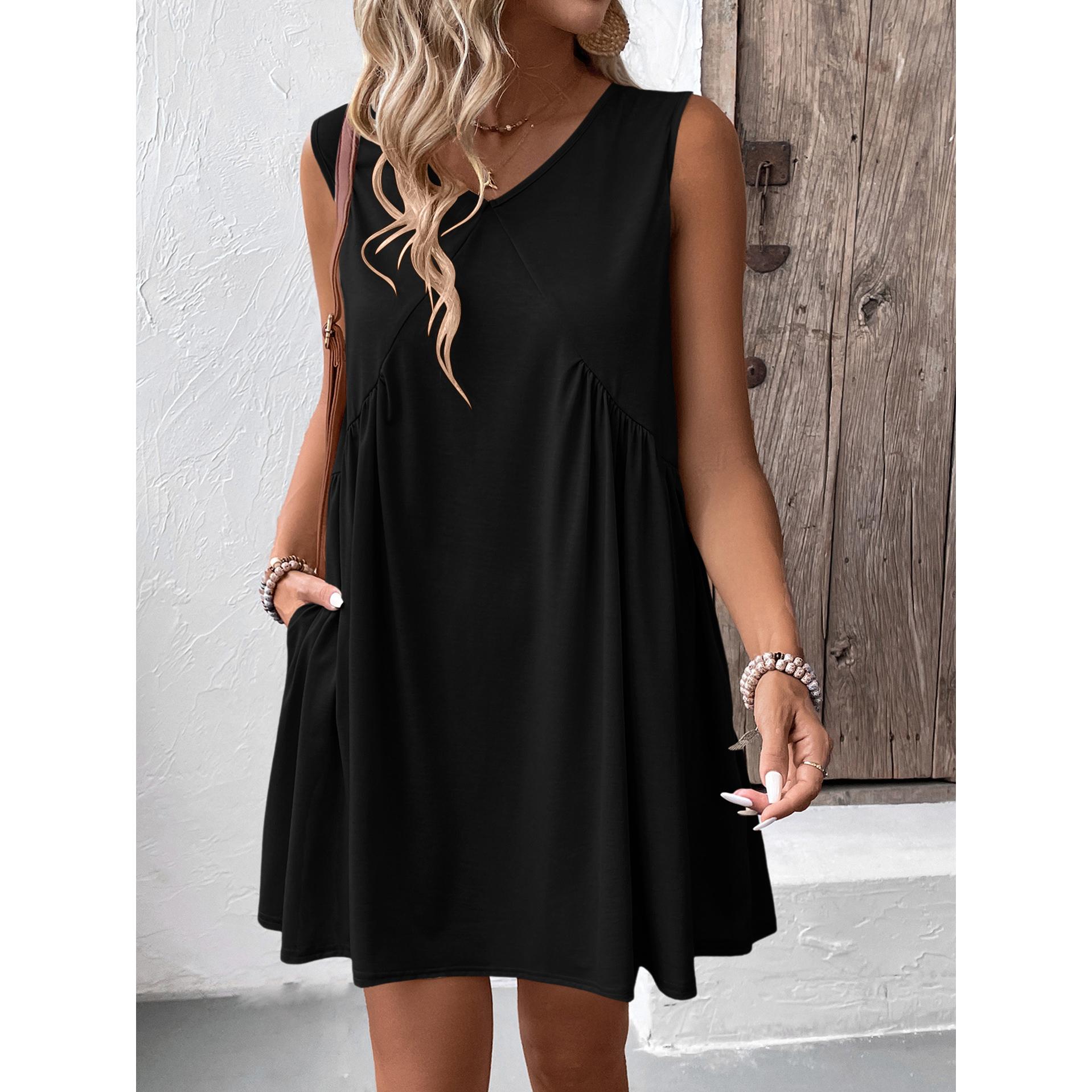 Solid A-Line Dress