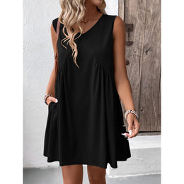 Solid A-Line Dress