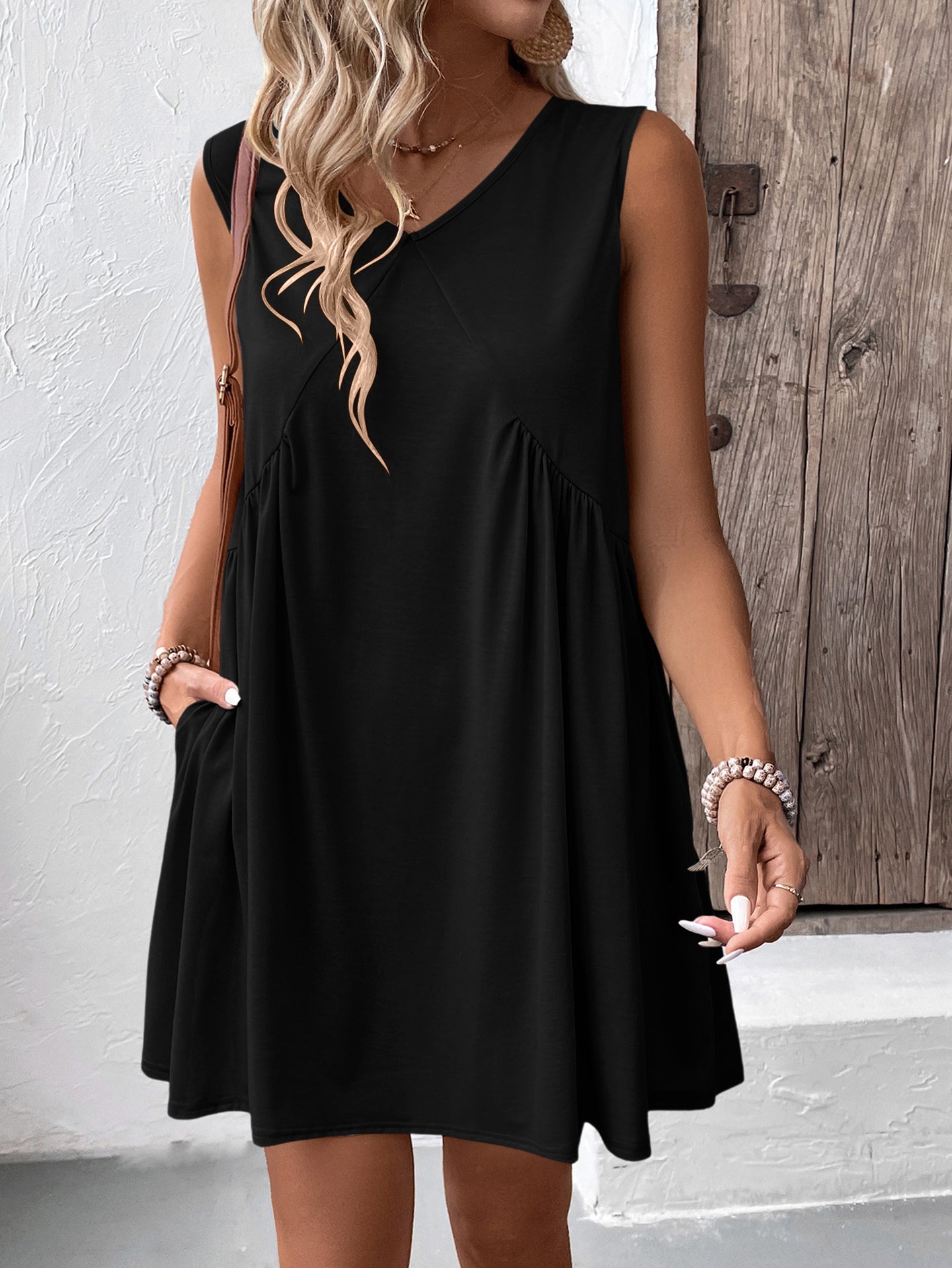 Solid A-Line Dress