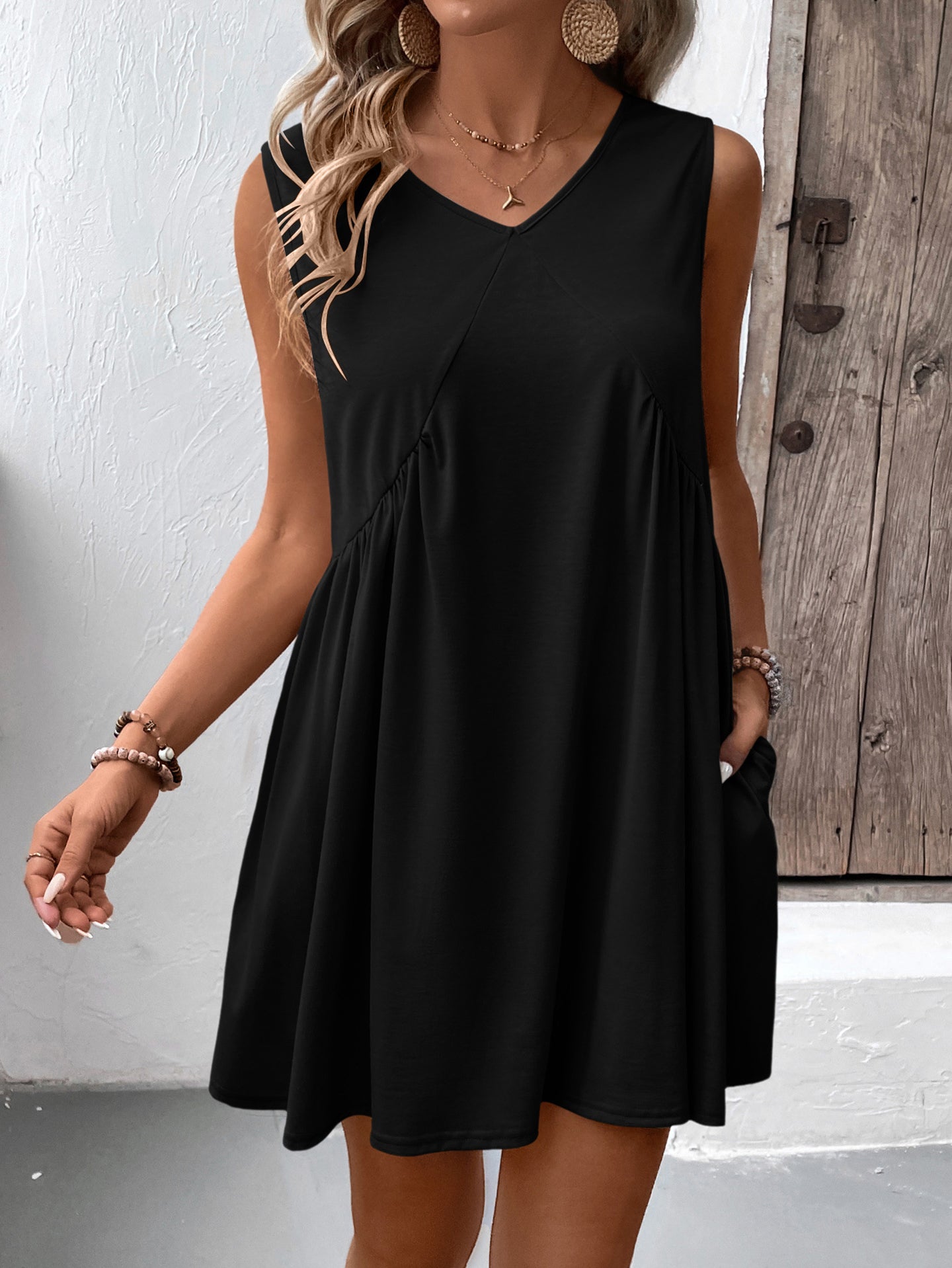 Solid A-Line Dress