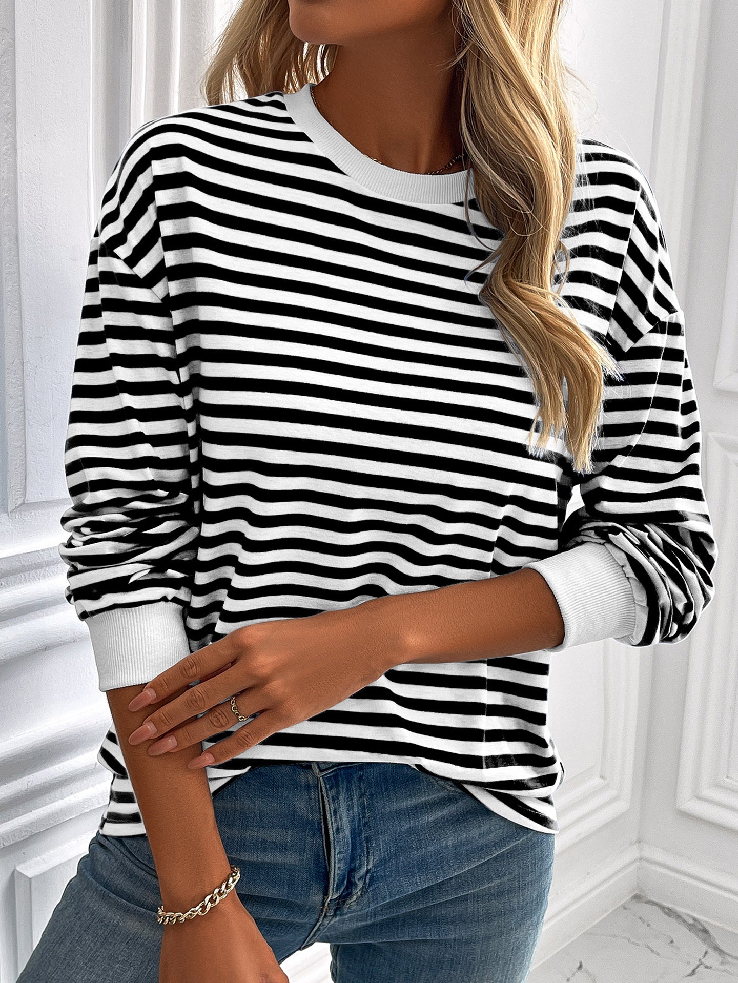 Women Horizontal Stripes Top